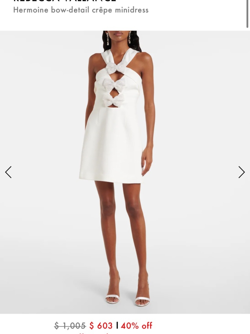 Rebecca Vallance Hermoine Mini Ivory Cutout Bow Mini Dress size US 2 - Picture 8 of 10